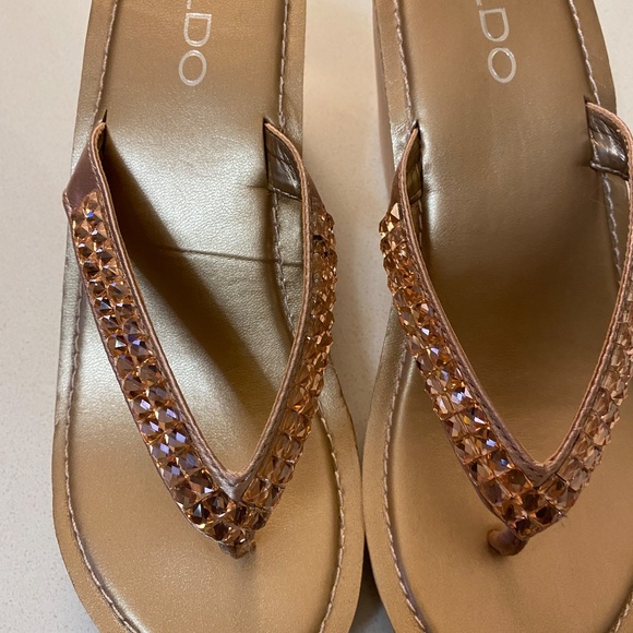 aldo rhinestone flip flops